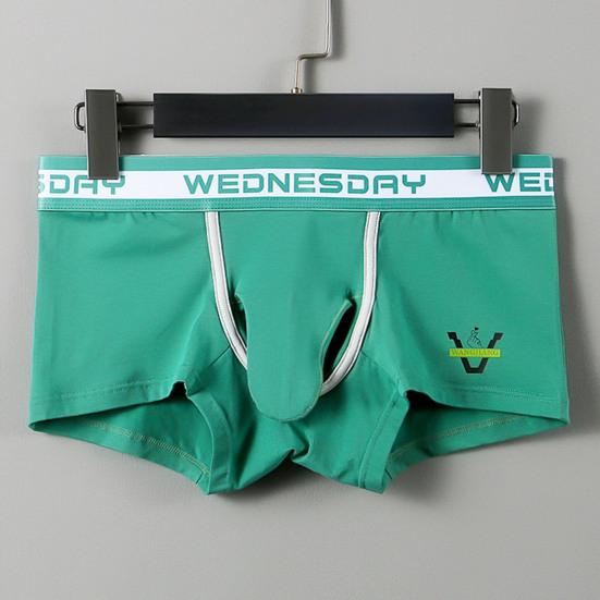 Men Boxer Underwear Letter Print Elephant Nose Design Shorts Briefs Mid-rise High Elasticity Breathable Panties