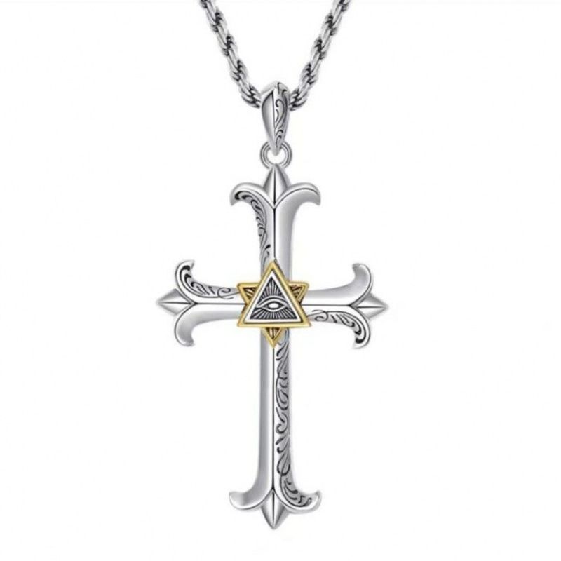 Eye of Horus Cross Pendant Necklace, Original Design European Style Jewelry