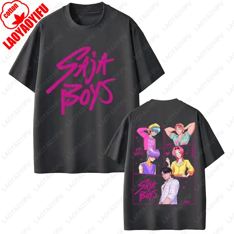 KPop Demon Hunters Movie Saja Boys Tshirts Men Women High Quality Cotton Fashion Tops Hip Hop Harajuku Regular Short Sleeve Tees