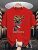 Unisex Crew Neck Tee Beach Surfer Palm Tree Vintage Letter Print Soft Cotton Loose Short Sleeve Summer Casual Male Streetwear Tops