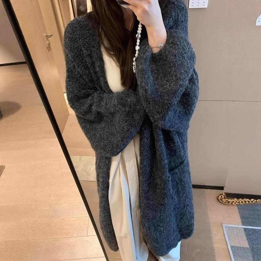 Korean Lazy Style Long Knit Coat Women's Fall Winter New Arrivals Loose High-End Thick Knit Cardigan Overcoat