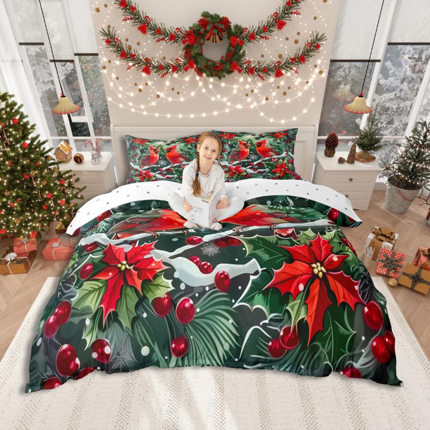 Set Husă Plapumă Om de Zăpadă de Crăciun Homewish, Set Lenjerie de Pat Desene Animate Moș Crăciun, Set de Pat An Nou Fericit Pentru Fată Băieți