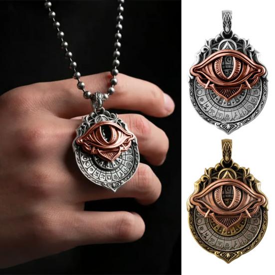Tarot Vision Pendant All-Seeing Eye Necklace Charm Mystic Divination Jewelry Tarot Card Symbol Pendant with Smooth Rotation