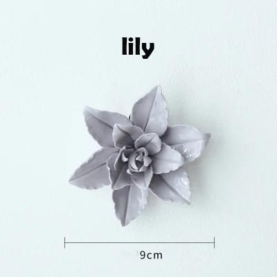 Modern Ceramic Lily Flower Wall Hanging Crafts Home Livingroom TV Background Wall Mural Decoration Hotel Store Wall Ornaments