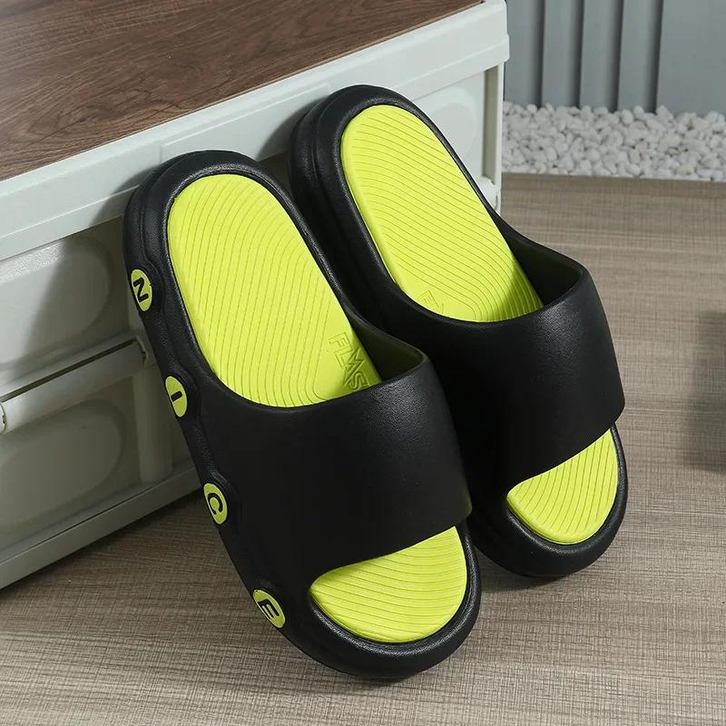

Fashion Thick Platform Bathroom Home Slippers Women Plus Size Soft Sole Eva Pillow Slides Woman 2025 Summer Non Slip Beach Flip Flops 44-45 чёрный