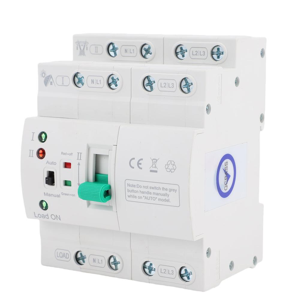 Mini ATS Automatic Manual Transfer Switch 4P 80A Home Generator Dual Auto Selector DIN Rail Mount for PZ30 Distribution