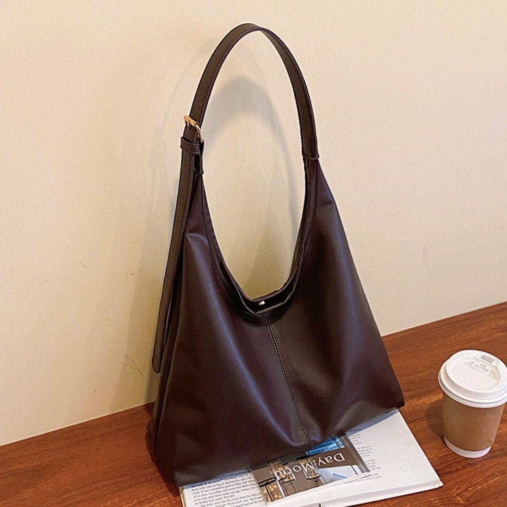 PU Vintage Tote Bag Large Capacity Commute Shopping Bag Elegant Women's Shoulder Bag  Streetwear