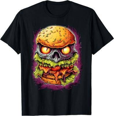Camiseta Unisex Disfraz de Halloween Hamburguesa Horror Perezoso