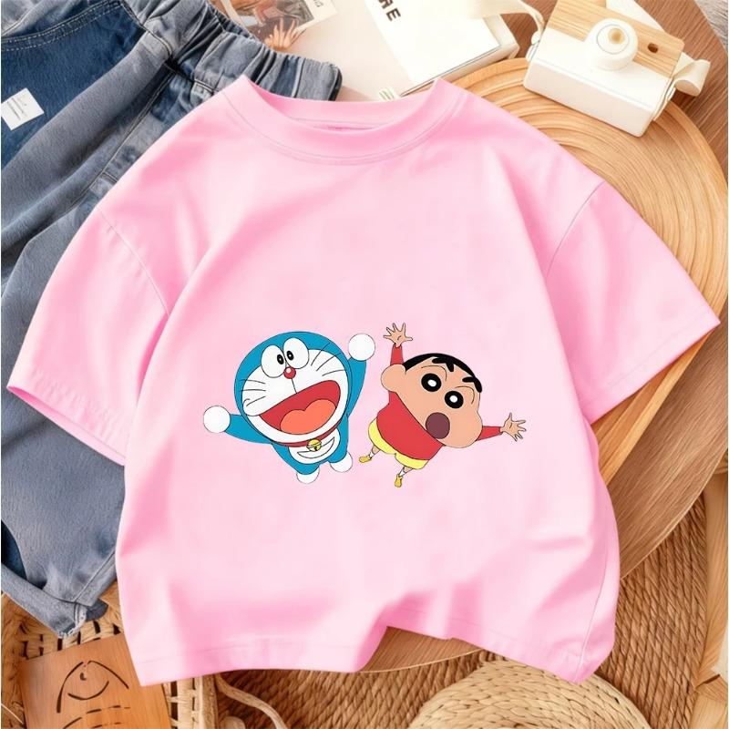 Popular Trendy Children's Short-Sleeve T-Shirt Cute Cartoon Summer Casual Crew Neck Shirt Crayon Shin-chan