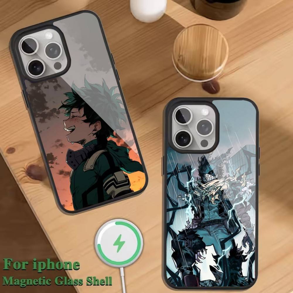 Custodia per Telefono My H-Hero Academia D-Deku Per Ricarica Wireless Magnetica Cover Per iphone 16 15 14 13 12 11 Pro Max Plus Coque