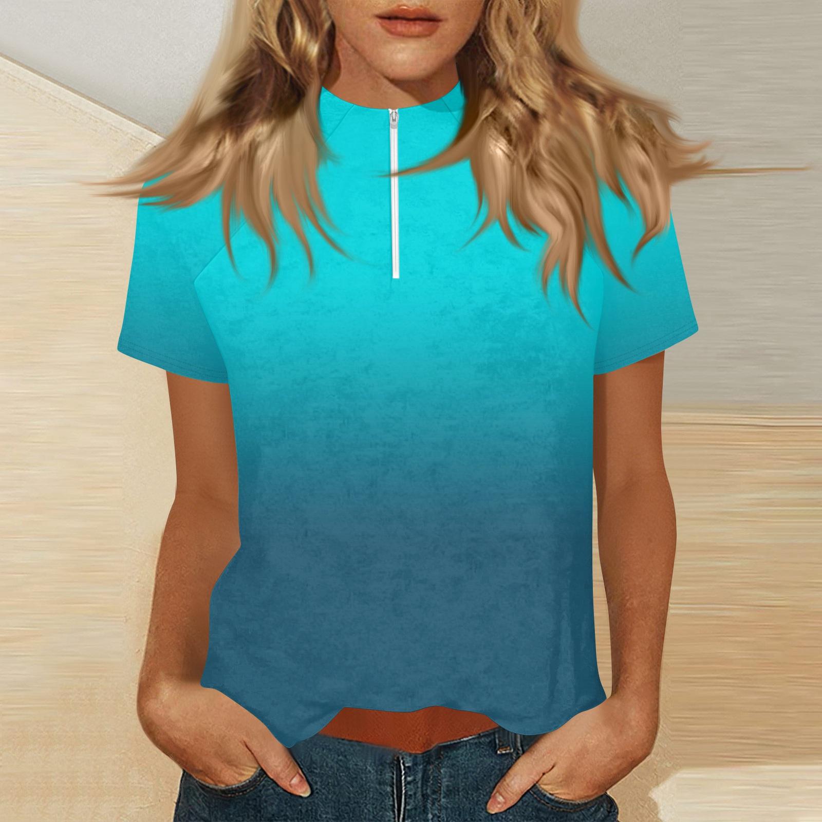 

Women s Mock Neck Short Sleeve Top With Zip-up XXL