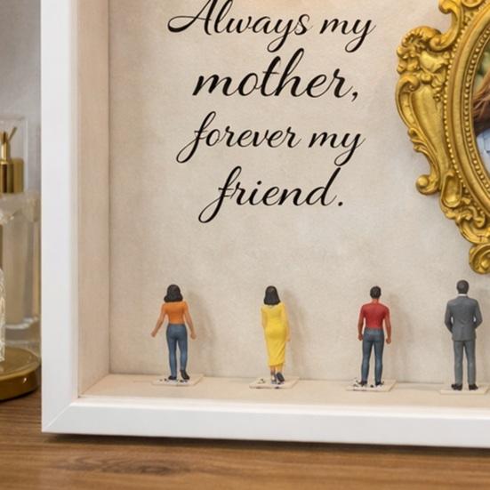 DIY Mini Museum Silhouette Box Personalized Photo Memory Display Case with Gold Frames Figurines Shadow Box Frame Kit with Light