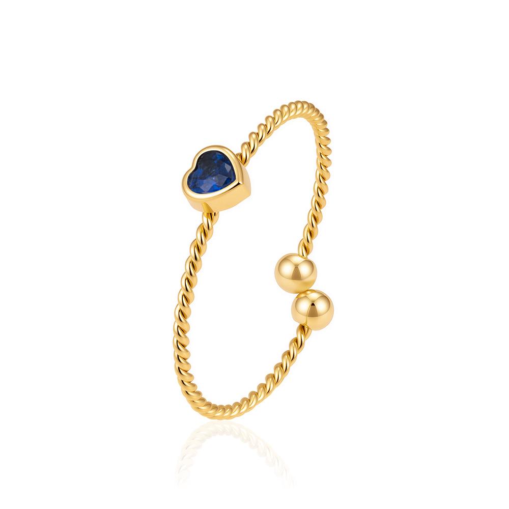 European & American Style Heart Zirconia Stainless Steel Women's Luxury Adjustable 18K Cable Ring