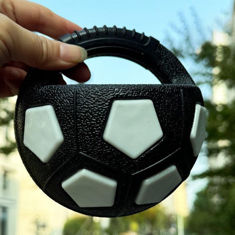 Handheld Squeaky Dog Football Toy, Interactive Pet Play Ball with Handle