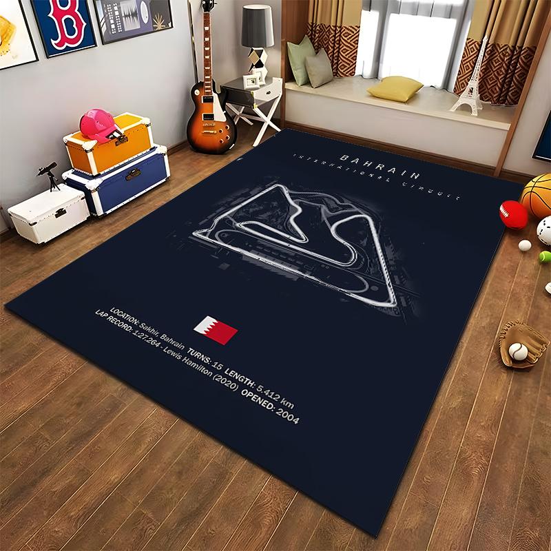 Bahrain International Circuit Art Rug, Unique Home Decor Suitable for use as an anti-slip game mat for living room and bedroom sofas