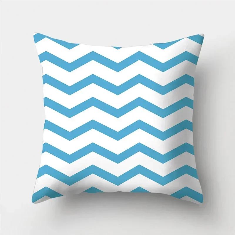 Blue Geometric Pattern Decorative Cushion Pillowcase Cushion Cover Throw Pillow Living Room Sofa Decorative Pillowcase