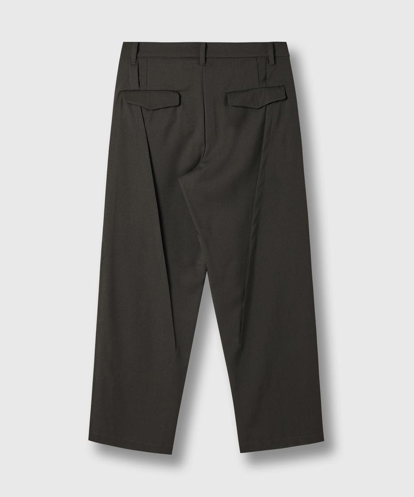 FRAGE A-Sic Pintuck Wide Straight Slacks - Dark Khaki