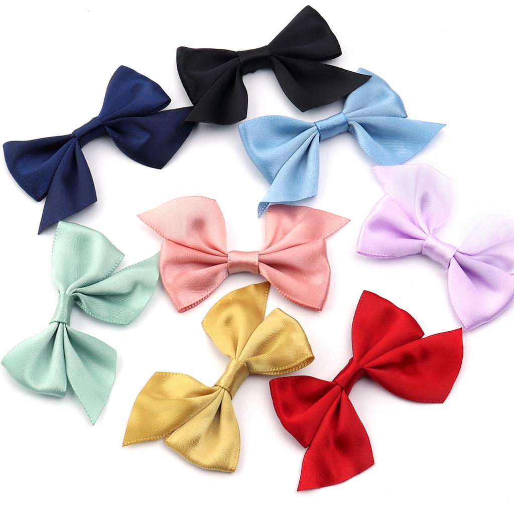 20pcs 4x7cm Polyester Satin Ribbon Bows Colorful Handmade Bow Flower For DIY Christmas Party Clothing Headwear Decor Accessories