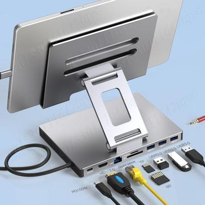 Typ C Dockingstation Aluminiumlegierung USB C Dockingstation Laptopständer USB3.0 PD RJ45 USB Hub Adapter Dock für Laptop Tablet