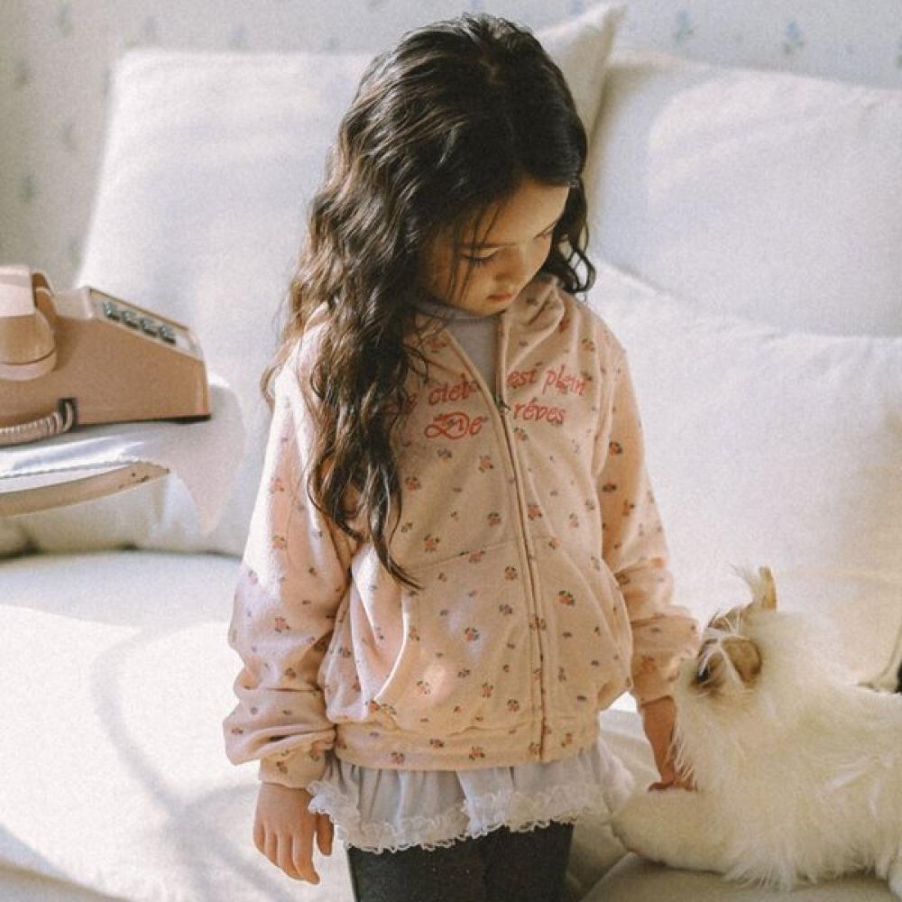 

Little Ground Flower Terry Zip Up Hoodie 76122 201 01 PINK/145