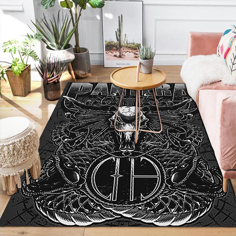 Pantera Band Theme Digital Print Rug Floor Mat for Living Room or Bedroom Soft and Comfortable Carpet a Gift for Birthday and Holiday.