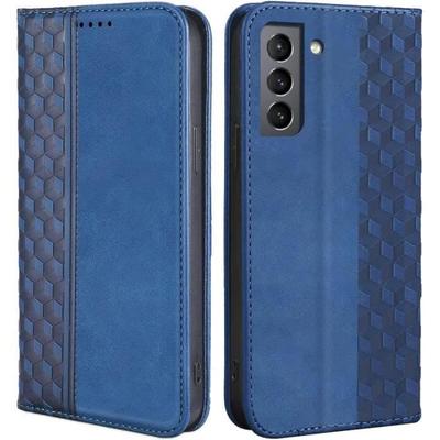 Case for Samsung Galaxy S22, Shockproof Protection Leather Effect Navy Blue Elegant Mosaic Pattern
