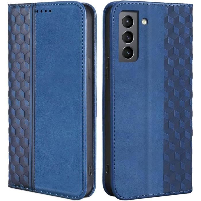 Coque de protection - BOOLING - pour Samsung Galaxy S21 FE - Cuir PU - Motif Mosaïque - Fermeture Magnétique