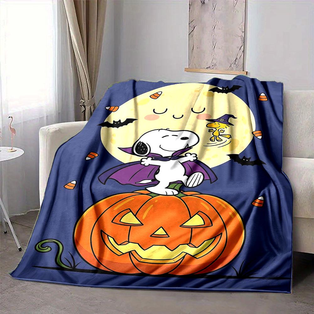 1Pc Halloween Snoopy Pumpkin Night Blanket Soft And Comfortable Casual Warm Camping Travel Christmas Halloween Gift M917102