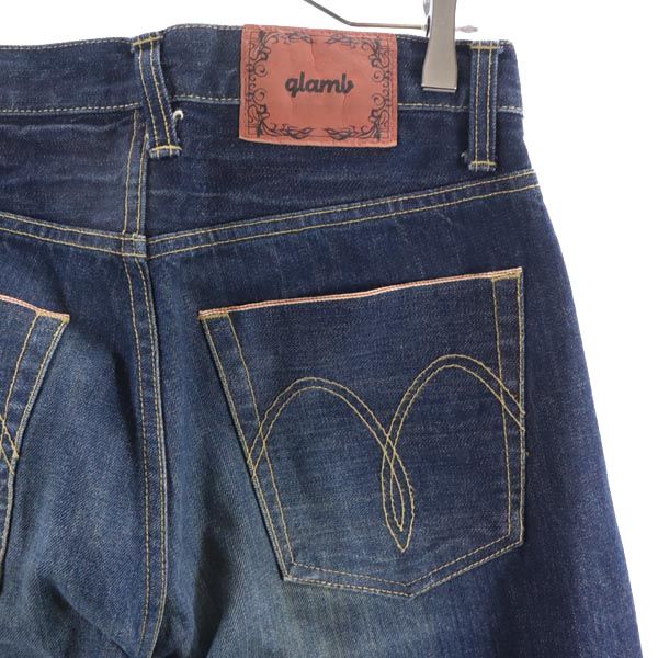 Glamb Red Ears Straight Denim Pants 1 Indigo Button Fly Jeans Men's Used