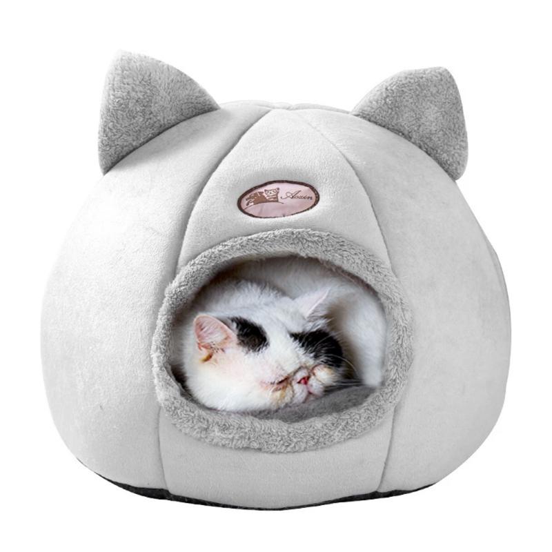 Cat Pet Dog Warm House Cave Beds for Indoor Cats Cozy Wool Igloo Nest Kennel M/L/XL
