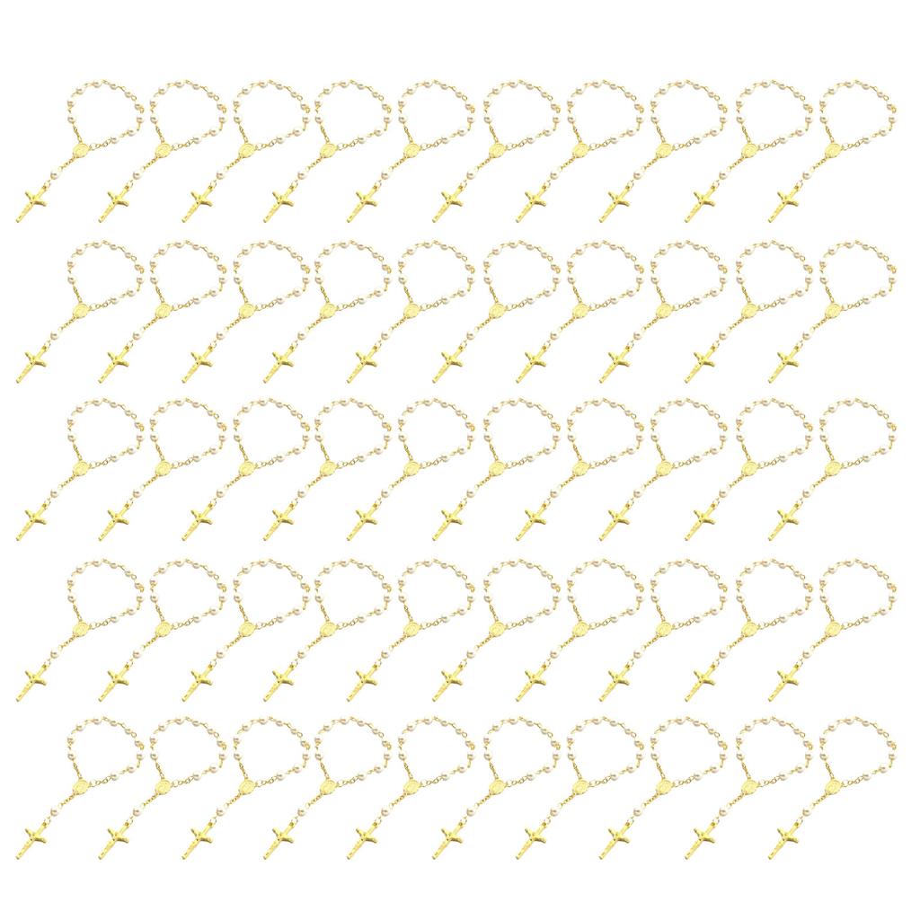 Náramek růženec z růžových květů katolický růženec nastavitelné přívěsky s křížkem šperky na prst a zápěstí