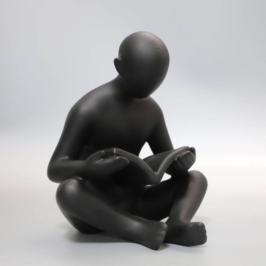 Resin Book Reader Sculpture Modern Reading Figurine Stylized for Study