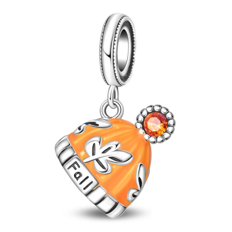 Copper Golden Autumn Series Charms Beads Scarecrow Pumpkin Maple Leaf Charms For Women Fine Diy Jewelry