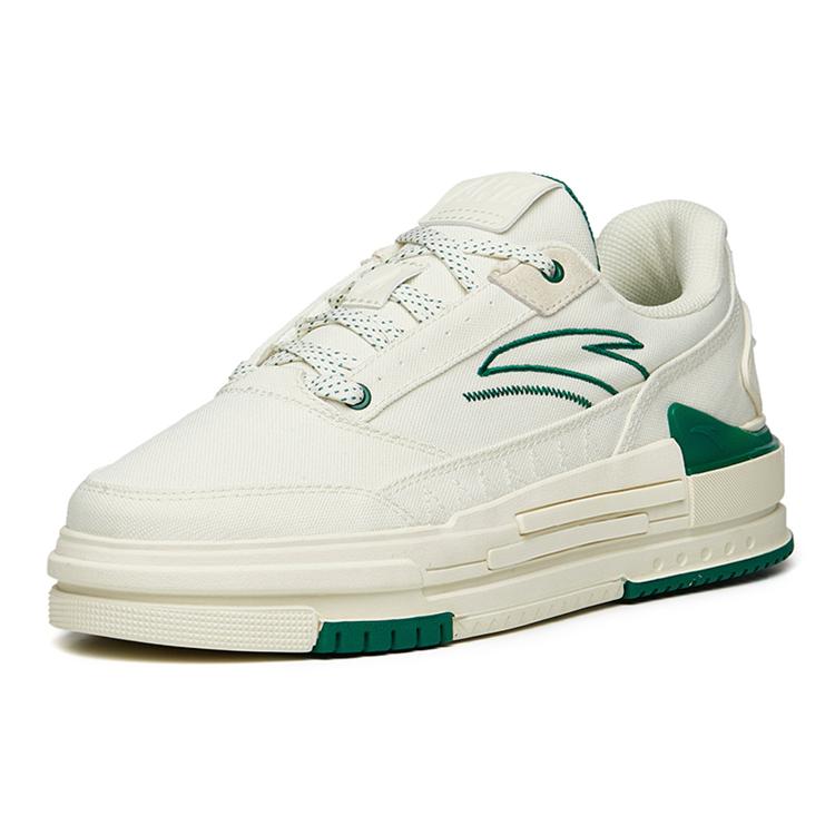 New Anta Bump Wear-Resistant Slip-Resistant Low-Top Skateboard Shoes Men's White Green 912218065-4