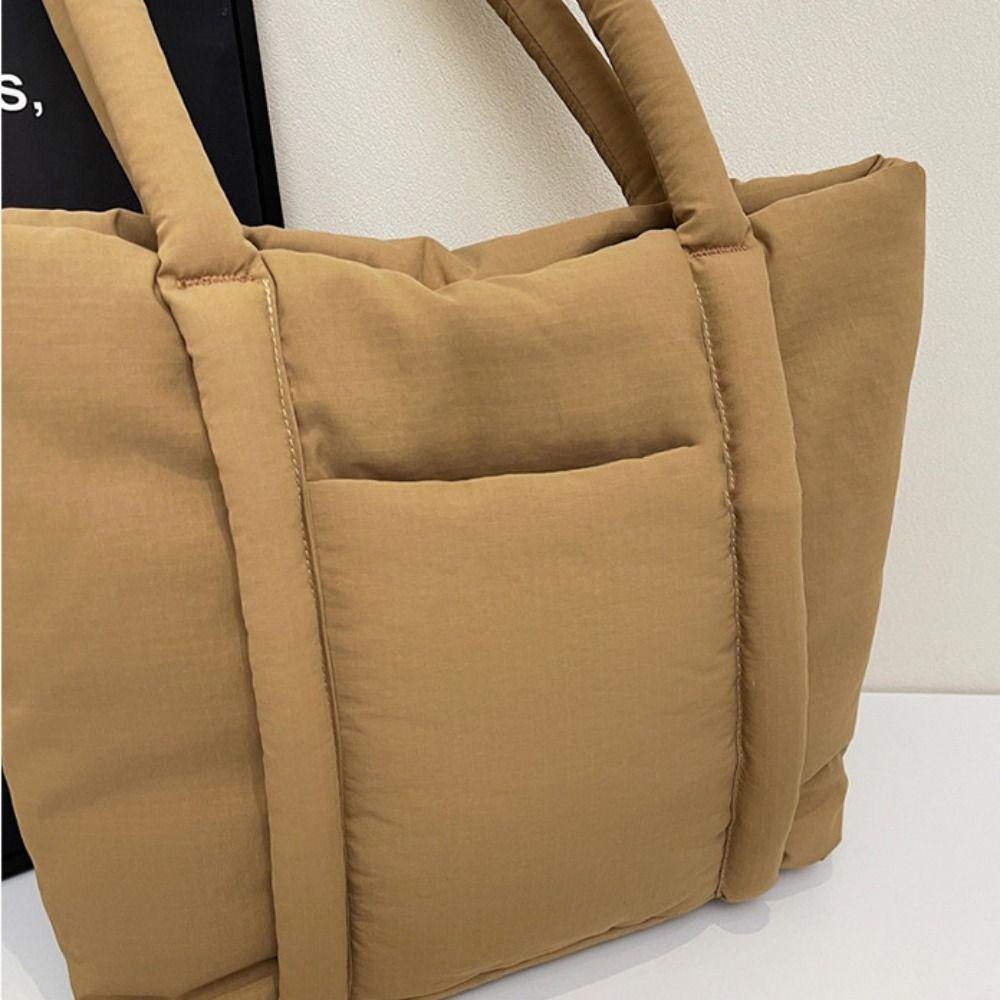 Large Capacity Down Cotton Shoulder Bag Solid Color Puffy Crossbody Bag Small Square Bag  Girls