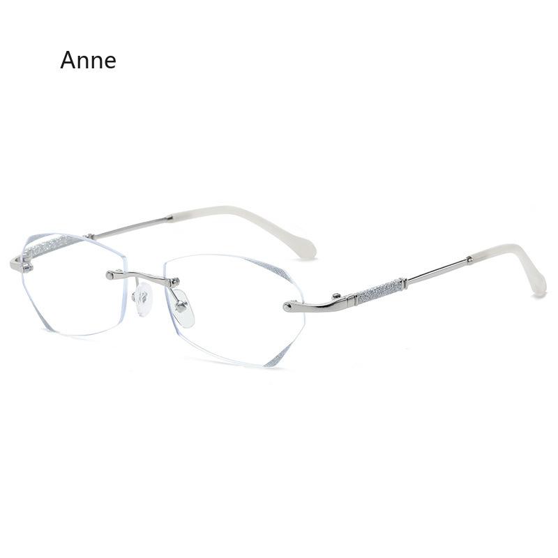 Women Ladies Rimless Minus Glasses Anti Blue Light Eye Protection Near Sight Glasses Ultra Light Eyeglasses Diopter 0 To -4.0