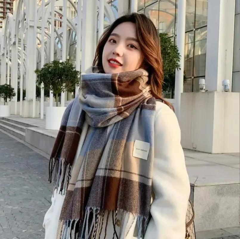 Scarf Women Luxury Plaid Warm Travel Scarf Cashmere Winter Pashmina With Tassel Shawl Wraps Bufanda Long Casual New