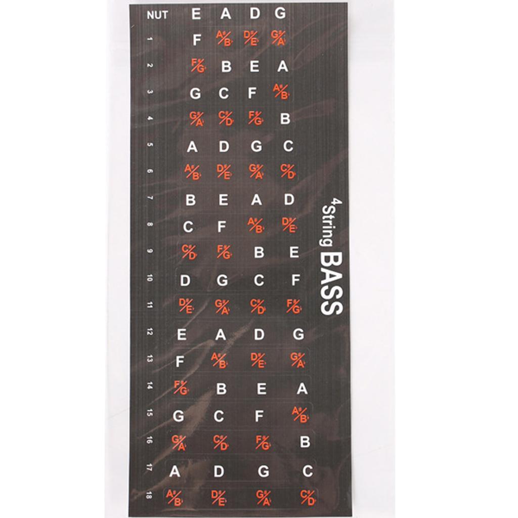 1 Sheet Bass Scales Stickers Fingerboard Note Label Guitar Note Map Fretboard Markers Fingerboard Sticker for Beginners