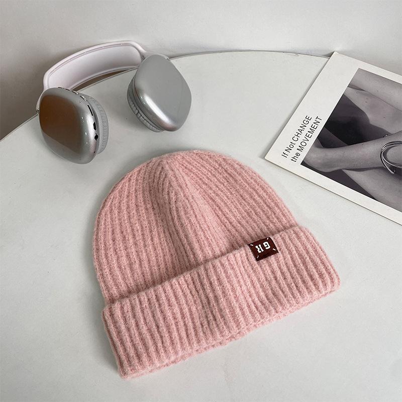 M Standard Knitted Hat Women's Winter Thickened Warm Cold Hat Showing Face Small Couple Versatile Outdoor Cold Wool Hat