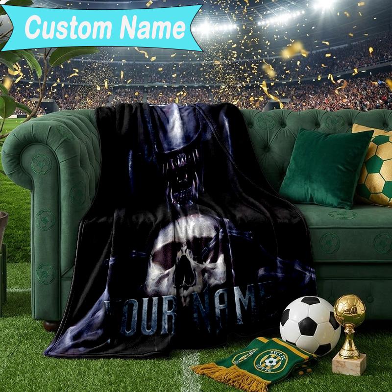 Custom Name Blanket Alien Fire Blanket Bedding Blanket for Travel, Camping, Living Rooms, Offices, Sofas, Fan Christmas gift