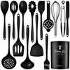 Non-Slip Silicone Cooking Set: High-Temp Resistant Soup Ladle, Stir-Fry Spatula, and Pot Spoon