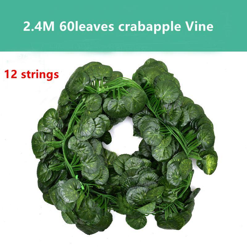 6/12Pcs 2.4M Artificial Plants Vine Fake Leaf Garland Hanging Wall Ornament Leaves Vine for Home Decor Garden Wedding Decoration