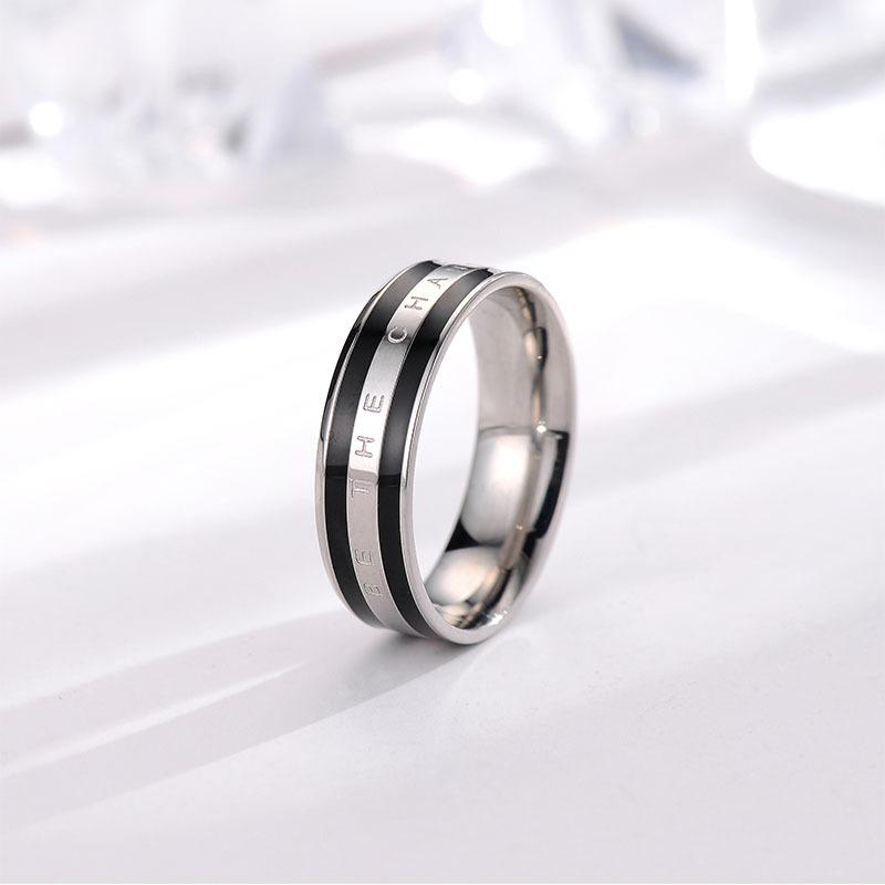 Minimalist Titanium Steel Couple Rings Non Tarnish Diamond Inlaid Matching Bands Jewelry