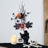 Black Halloween Decorations DIY Accessories Artificial Pumpkin Maple Branches Props Halloween Halloween Pumpkin Flower Stem