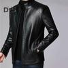 Chaqueta de Hombre Piel Sintética Color Sólido Cuello Alto Suave Grueso Cálido Manga Larga Cremallera Protección del Cuello Motocicleta A Prueba de Viento Chaqueta Fresca Otoño Invierno