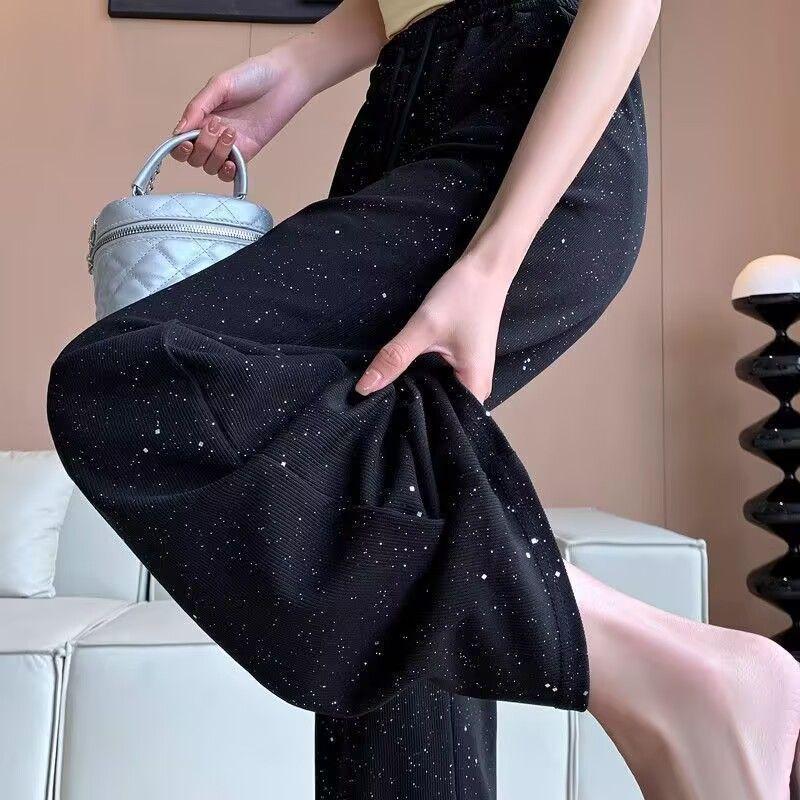 Women's Trendy Starry High-Waisted Wide-Leg Pants - Summer Floor-Length Casual