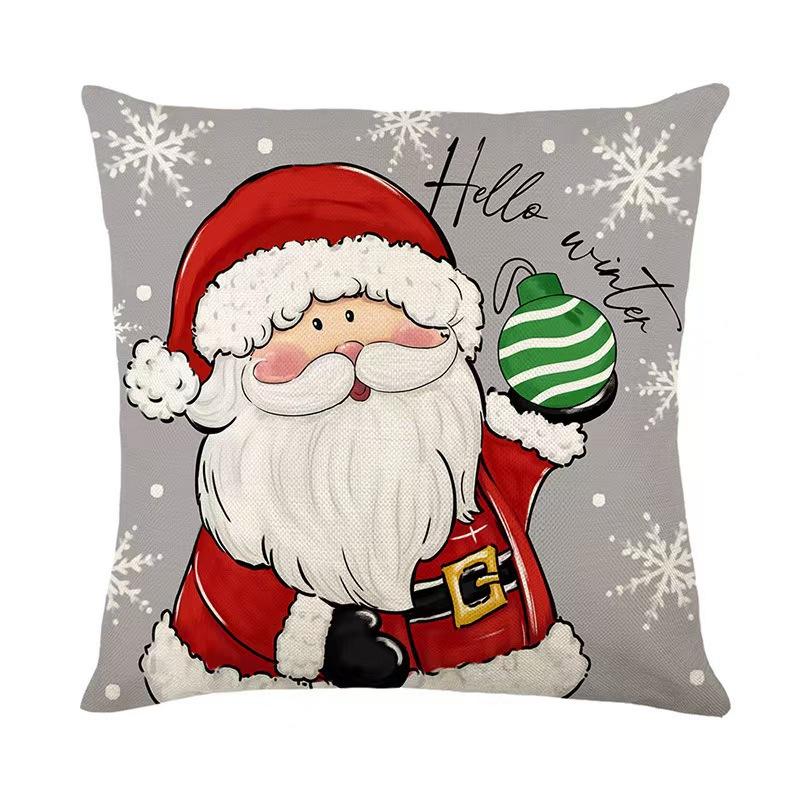 New Christmas Cartoon Old Man Snowman Print Pattern Pillow Cover Living Room Sofa Cushion Cover Pillow Cover