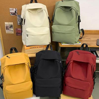 Travel Solid Color Versatile Large Capacity Backpack Simple School Bag Korean Version High School Backpack Ins