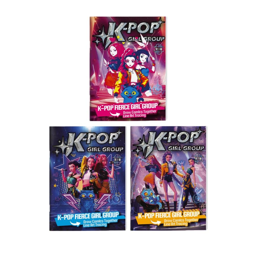 KPop Demon Hunter Coloring Books Cute Cartoon Tracking Kids Painting Sketch Stationery Book Creative Stick Figures Birthday Gift