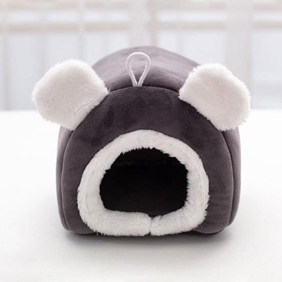Plush Hamster House with Bear Ears Winter Warm Guinea Pig Rat Chinchilla Rabbit Parrot Squirrels Bed Nest Small Pet Cave Bed Sleeping Nest